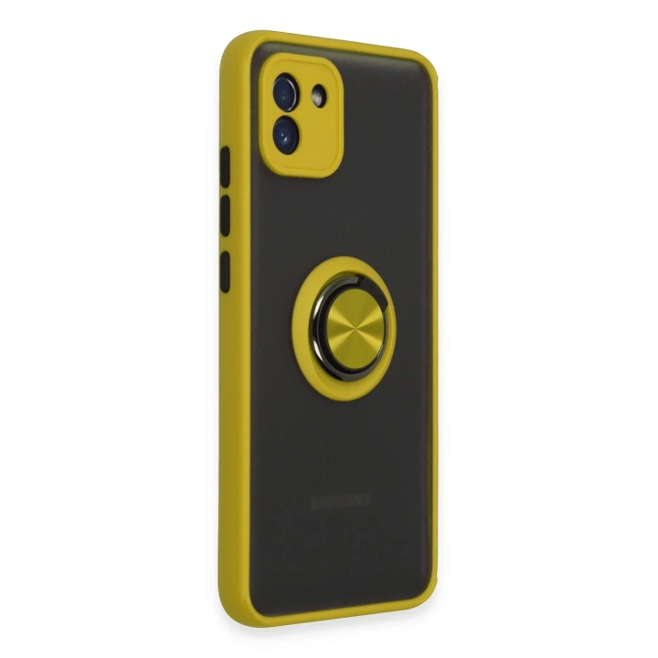 BFS  Samsung Galaxy A03 Kılıf Montreal Yüzüklü Silikon Kapak - Sarı