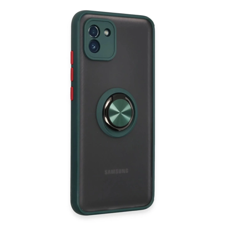 BFS  Samsung Galaxy A03 Kılıf Montreal Yüzüklü Silikon Kapak - Yeşil