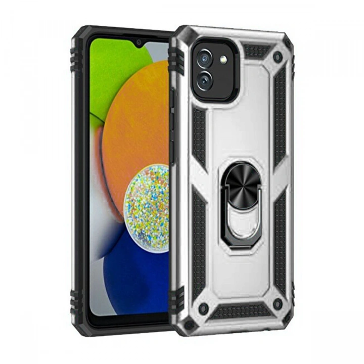 BFS  Samsung Galaxy A03 Kılıf Sofya Yüzüklü Silikon Kapak - Gümüş