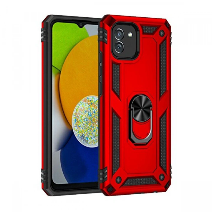 BFS  Samsung Galaxy A03 Kılıf Sofya Yüzüklü Silikon Kapak - Kırmızı