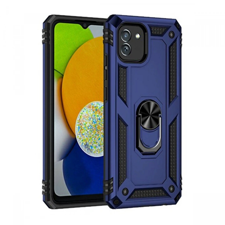 BFS  Samsung Galaxy A03 Kılıf Sofya Yüzüklü Silikon Kapak - Lacivert