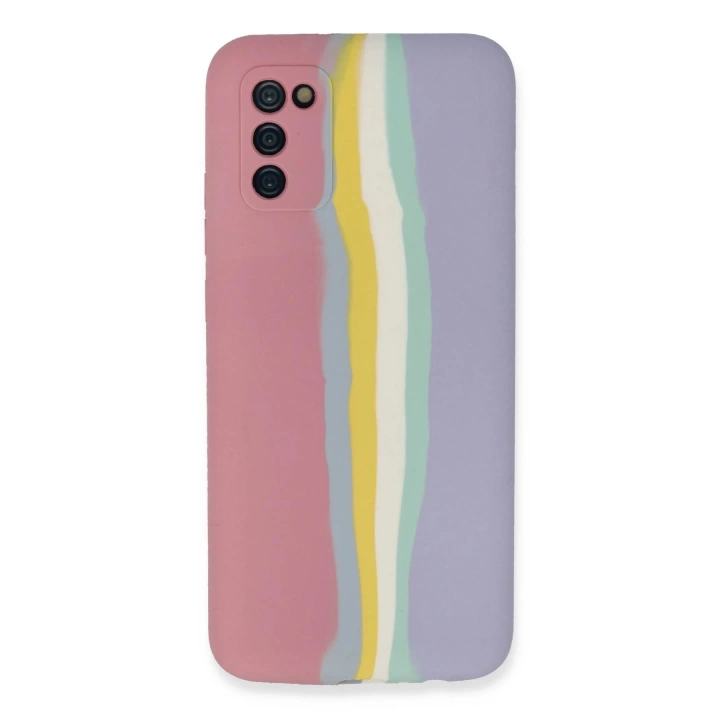BFS  Samsung Galaxy A03S Kılıf Ebruli Lansman Silikon - Pembe-Lila
