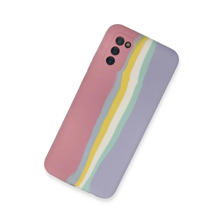 BFS Samsung Galaxy A03S Kılıf Ebruli Lansman Silikon - Pembe-Lila