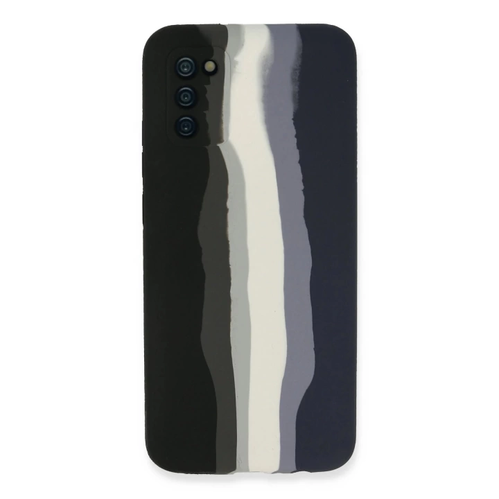 BFS  Samsung Galaxy A03S Kılıf Ebruli Lansman Silikon - Siyah-Lacivert