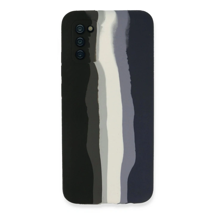 BFS Samsung Galaxy A03S Kılıf Ebruli Lansman Silikon - Siyah-Lacivert