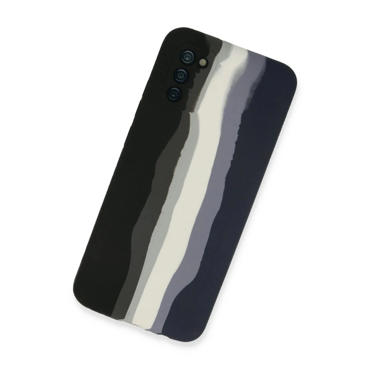 BFS Samsung Galaxy A03S Kılıf Ebruli Lansman Silikon - Siyah-Lacivert