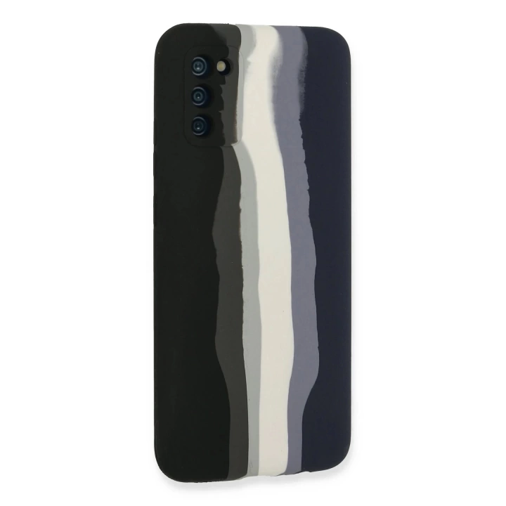BFS  Samsung Galaxy A03S Kılıf Ebruli Lansman Silikon - Siyah-Lacivert