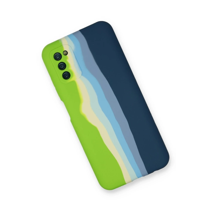 BFS  Samsung Galaxy A03S Kılıf Ebruli Lansman Silikon - Yeşil-Koyu Yeşil