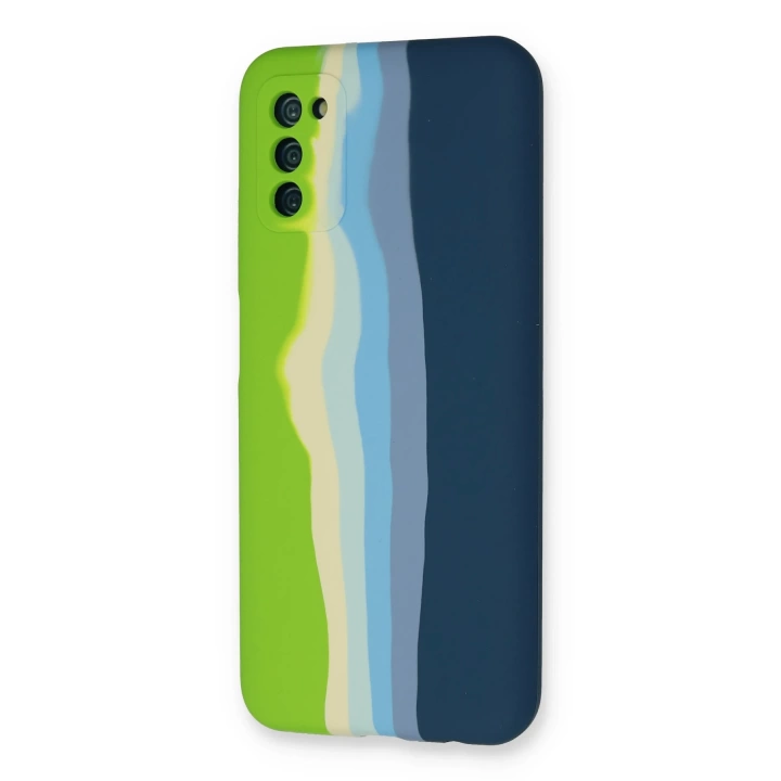 BFS  Samsung Galaxy A03S Kılıf Ebruli Lansman Silikon - Yeşil-Koyu Yeşil