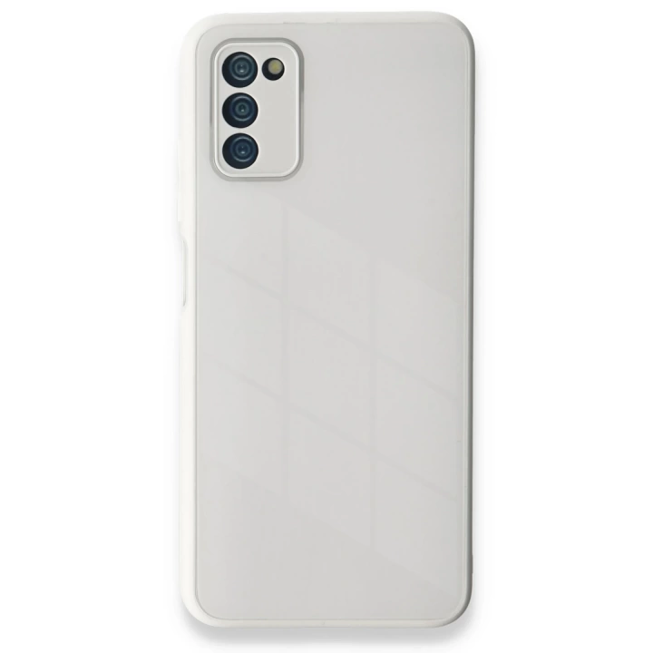 BFS  Samsung Galaxy A03S Kılıf Glass Kapak - Beyaz