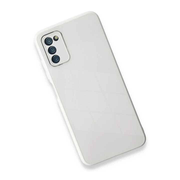 BFS  Samsung Galaxy A03S Kılıf Glass Kapak - Beyaz