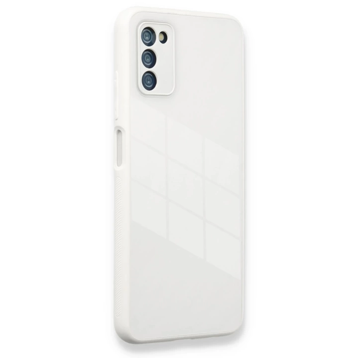 BFS  Samsung Galaxy A03S Kılıf Glass Kapak - Beyaz