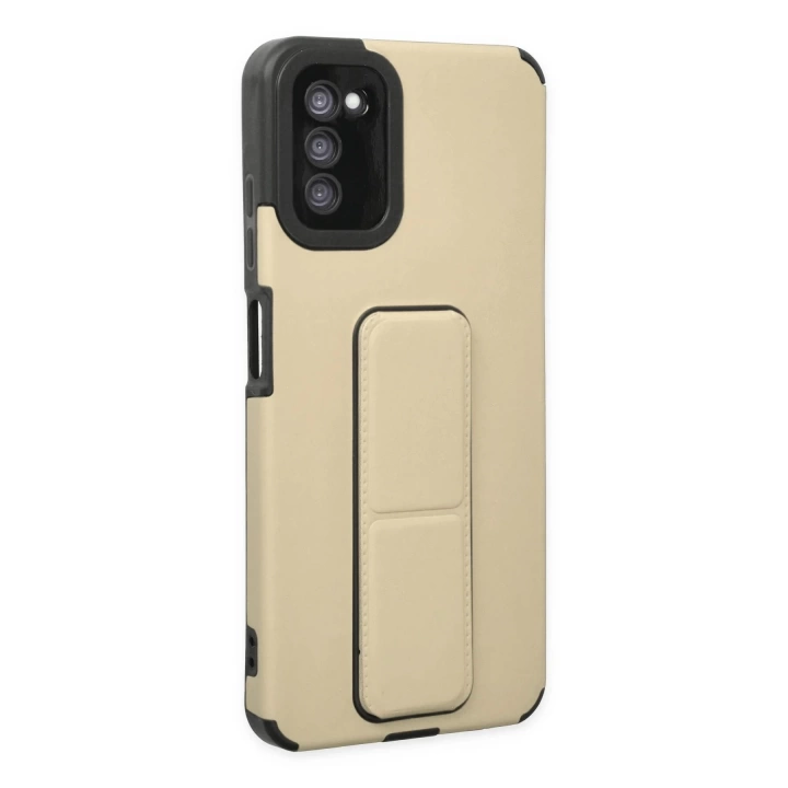 BFS  Samsung Galaxy A03S Kılıf Mega Standlı Silikon - Gold