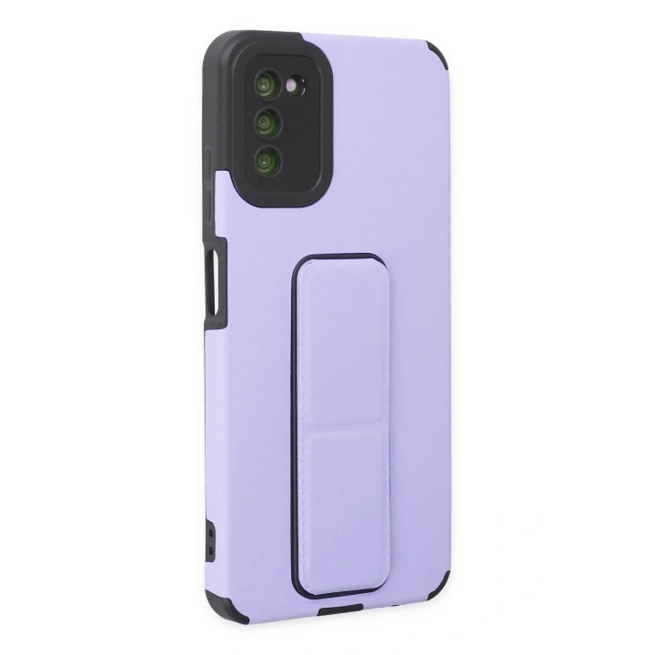 BFS  Samsung Galaxy A03S Kılıf Mega Standlı Silikon - Lila