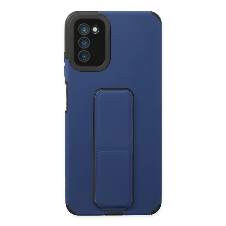 BFS  Samsung Galaxy A03S Kılıf Mega Standlı Silikon - Mavi