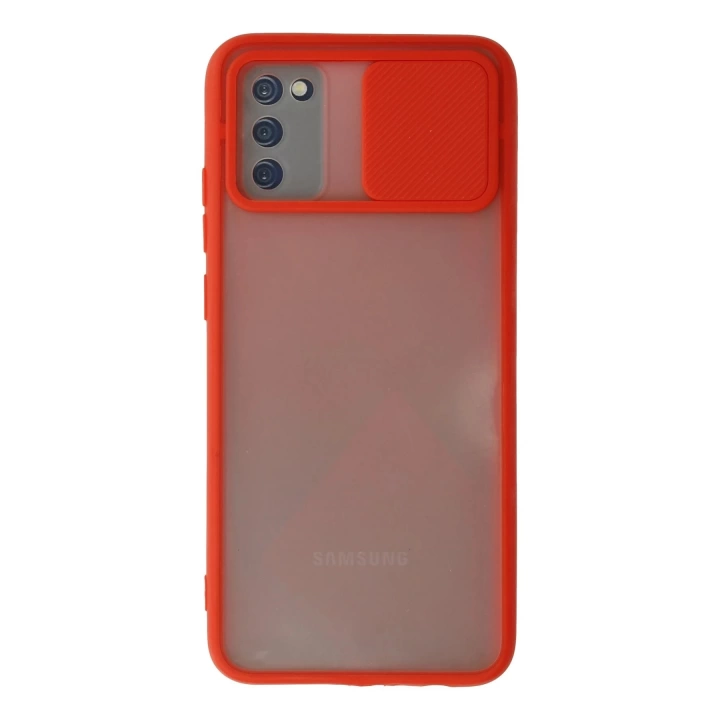 BFS  Samsung Galaxy A03S Kılıf Palm Buzlu Kamera Sürgülü Silikon - Kırmızı