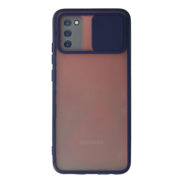 BFS  Samsung Galaxy A03S Kılıf Palm Buzlu Kamera Sürgülü Silikon - Lacivert