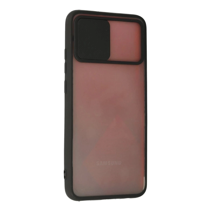 BFS  Samsung Galaxy A03S Kılıf Palm Buzlu Kamera Sürgülü Silikon - Siyah