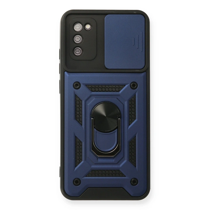 BFS  Samsung Galaxy A03S Kılıf Pars Lens Yüzüklü Silikon - Lacivert