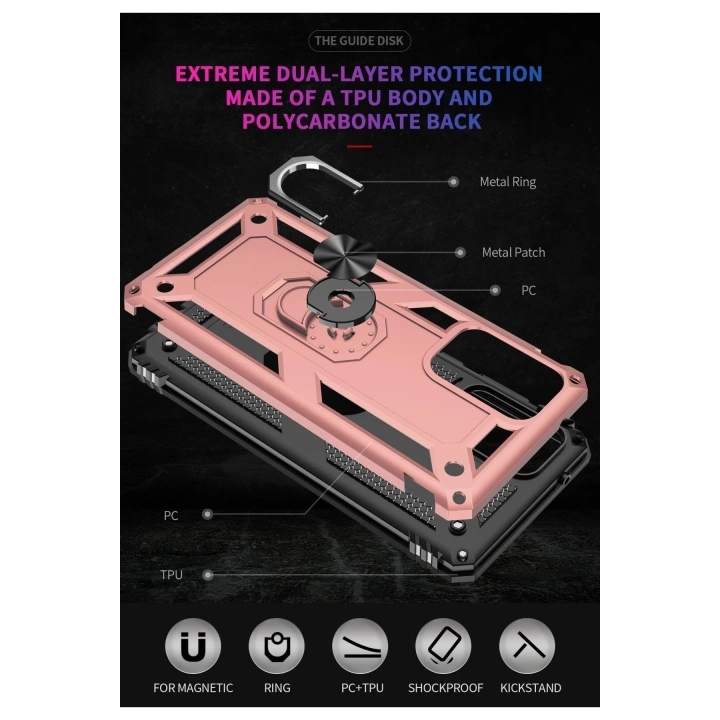 BFS  Samsung Galaxy A03S Kılıf Sofya Yüzüklü Silikon Kapak - Rose