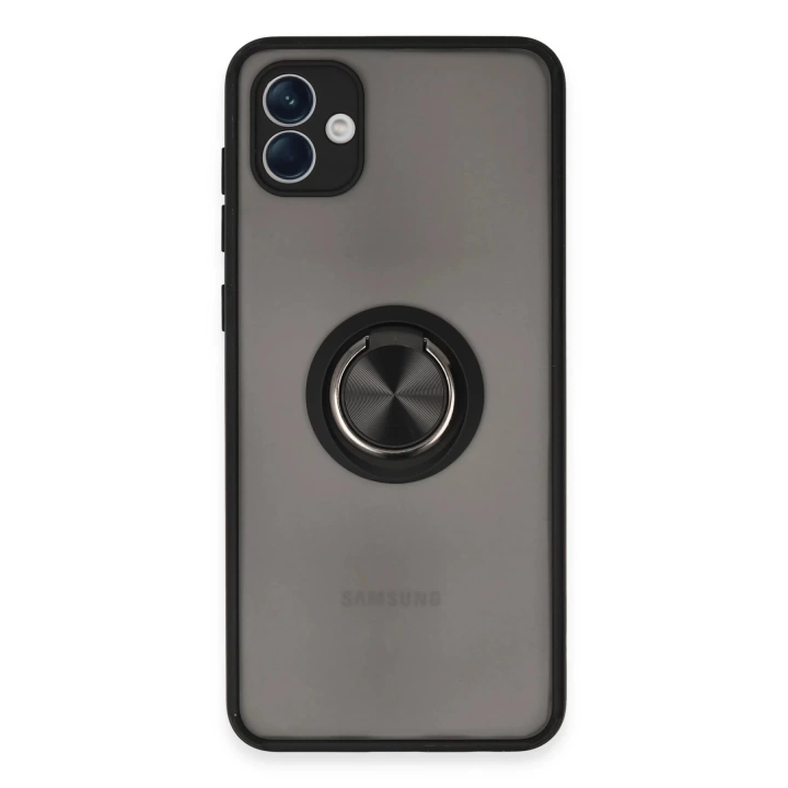 BFS  Samsung Galaxy A04 Kılıf Montreal Yüzüklü Silikon Kapak - Siyah