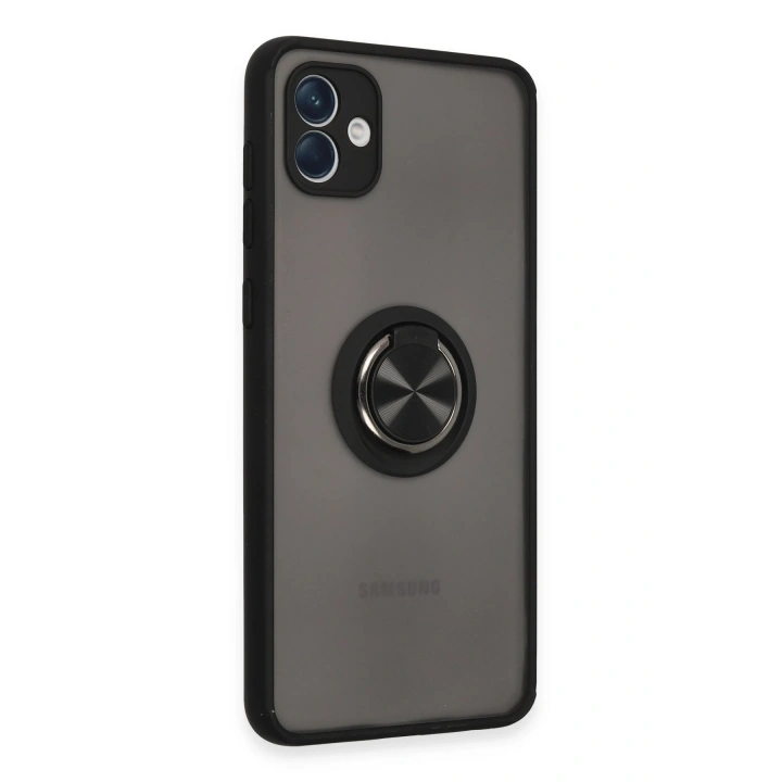 BFS  Samsung Galaxy A04 Kılıf Montreal Yüzüklü Silikon Kapak - Siyah