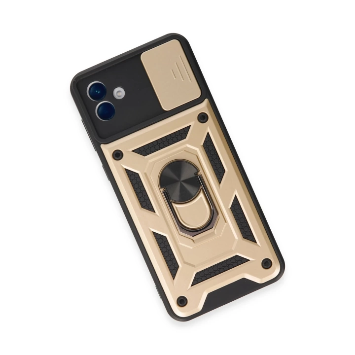 BFS  Samsung Galaxy A04E Kılıf Pars Lens Yüzüklü Silikon - Gold