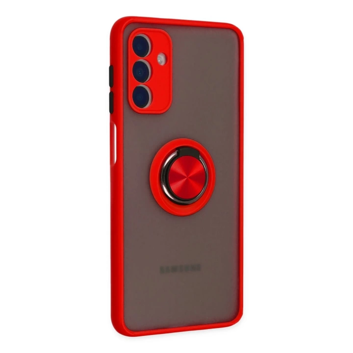 BFS  Samsung Galaxy A04S Kılıf Montreal Yüzüklü Silikon Kapak - Kırmızı