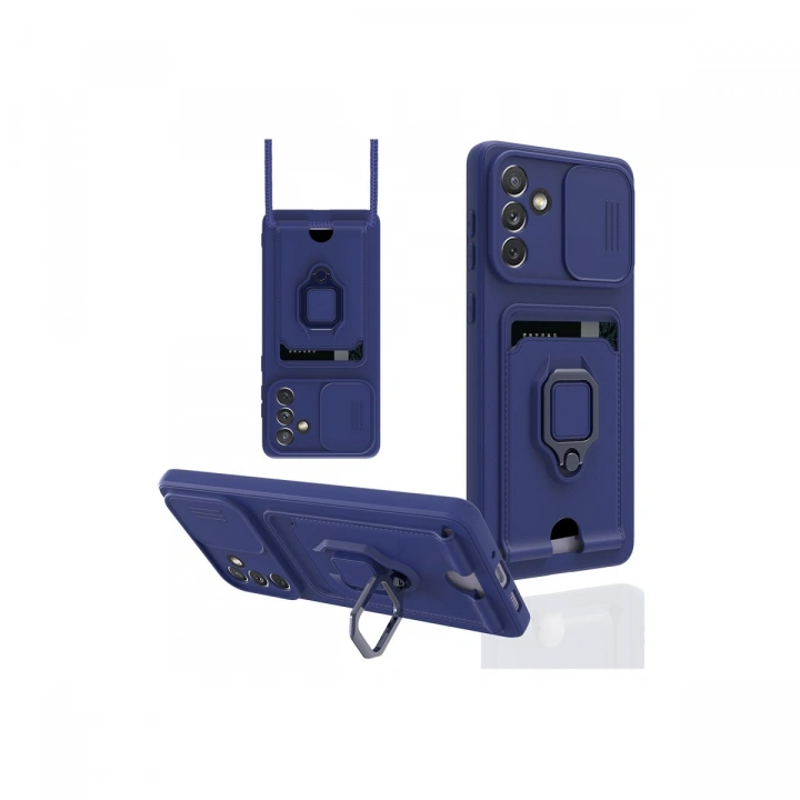 BFS  Samsung Galaxy A04S Kılıf Zuma Kartvizitli Yüzüklü Silikon - Lacivert