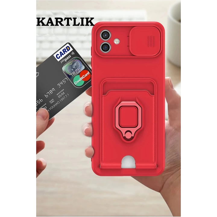 BFS  Samsung Galaxy A05 Kılıf Zuma Kartvizitli Yüzüklü Silikon - Siyah