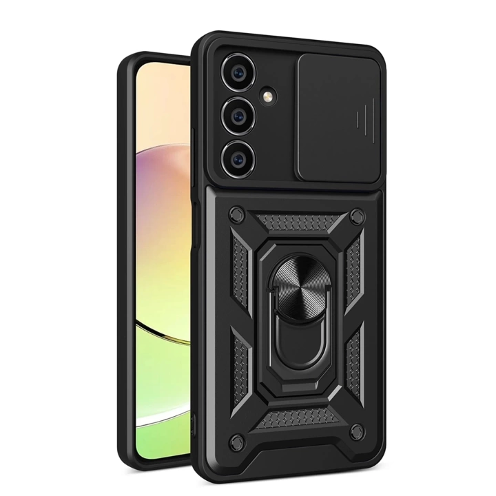 BFS  Samsung Galaxy A05S Kılıf Pars Lens Yüzüklü Silikon - Siyah
