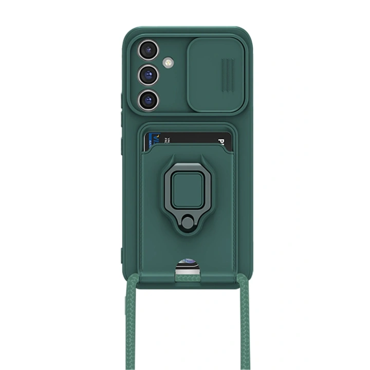 BFS  Samsung Galaxy A05S Kılıf Zuma Kartvizitli Yüzüklü Silikon - Yeşil