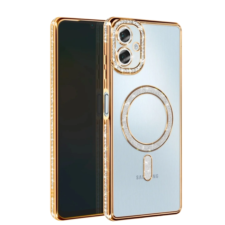 BFS  Samsung Galaxy A06 Joke Simli Magneticsafe Kılıf - Gold