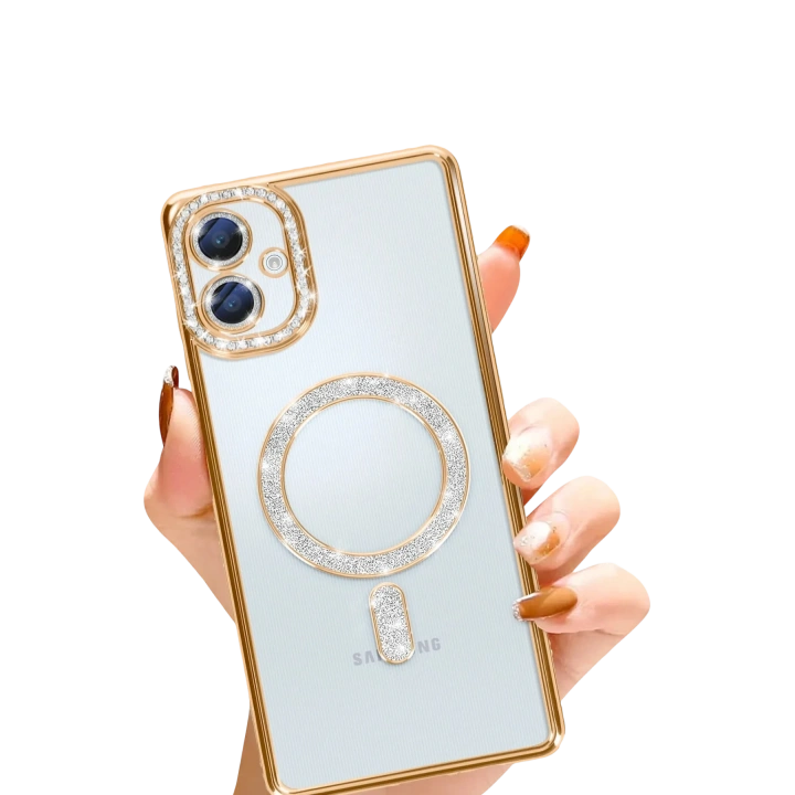 BFS  Samsung Galaxy A06 Joke Simli Magneticsafe Kılıf - Gold