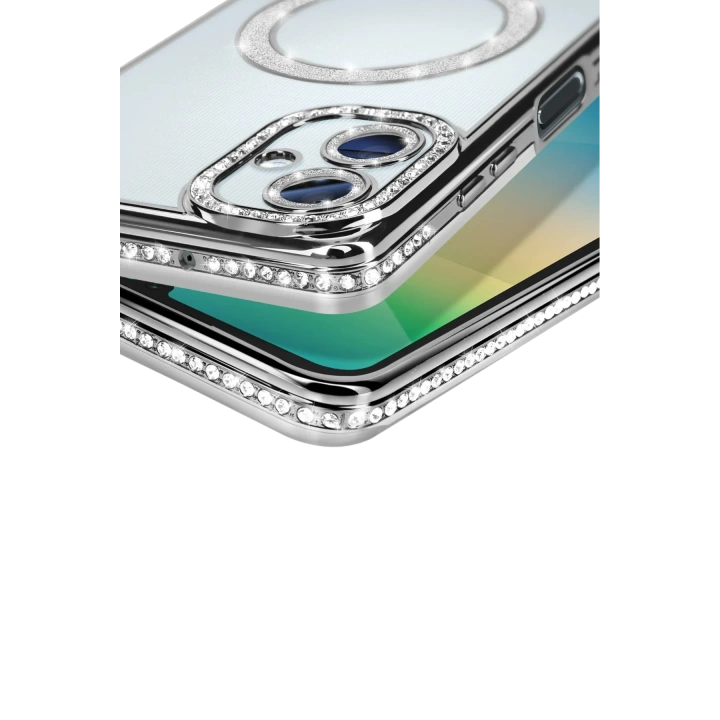 BFS  Samsung Galaxy A06 Joke Simli Magneticsafe Kılıf - Gümüş