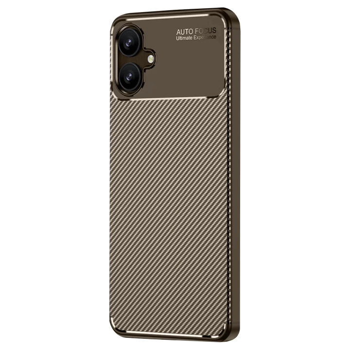 BFS  Samsung Galaxy A06 Kılıf Auto Focus Karbon Kapak - Kahverengi