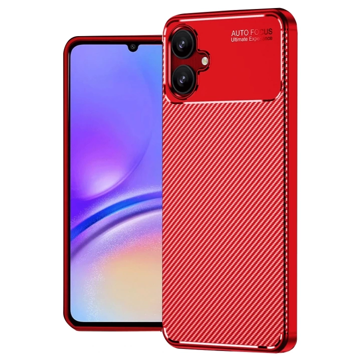 BFS Samsung Galaxy A06 Kılıf Auto Focus Karbon Kapak - Kırmızı