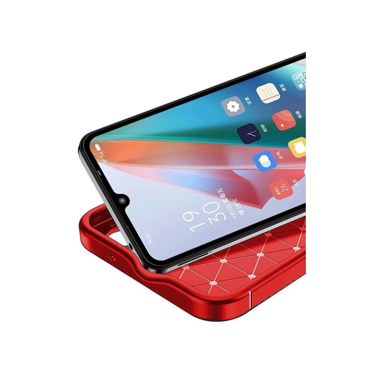 BFS Samsung Galaxy A06 Kılıf Auto Focus Karbon Kapak - Kırmızı