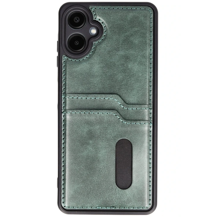 BFS  Samsung Galaxy A06 Kılıf Sara Kartvizitli Deri Kılıf - Koyu Yeşil