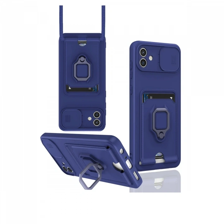 BFS  Samsung Galaxy A06 Kılıf Zuma Kartvizitli Yüzüklü Silikon - Lacivert