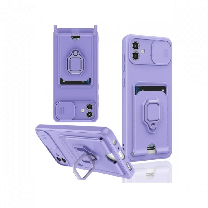 BFS  Samsung Galaxy A06 Kılıf Zuma Kartvizitli Yüzüklü Silikon - Lila