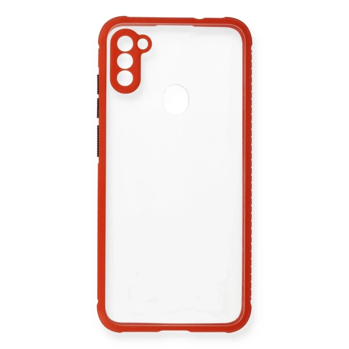 BFS  Samsung Galaxy A11 Kılıf Miami Şeffaf Silikon - Kırmızı