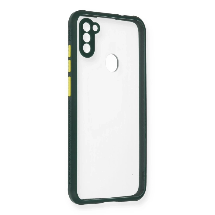 BFS  Samsung Galaxy A11 Kılıf Miami Şeffaf Silikon - Koyu Yeşil