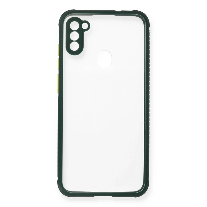 BFS  Samsung Galaxy A11 Kılıf Miami Şeffaf Silikon - Koyu Yeşil