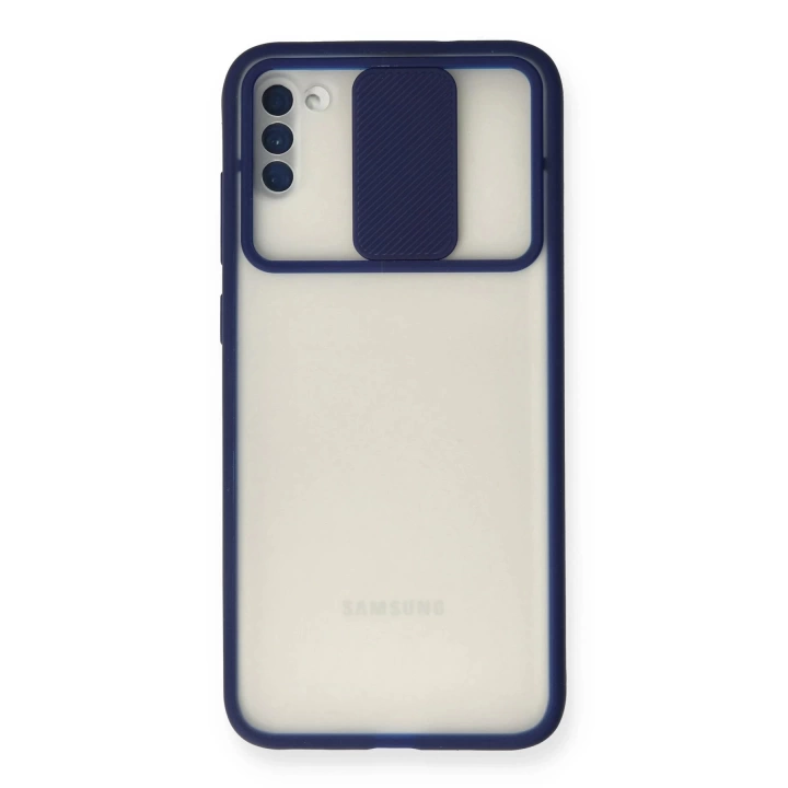 BFS  Samsung Galaxy A11 Kılıf Palm Buzlu Kamera Sürgülü Silikon - Lacivert