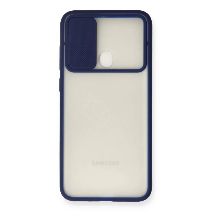 BFS  Samsung Galaxy A11 Kılıf Palm Buzlu Kamera Sürgülü Silikon - Lacivert