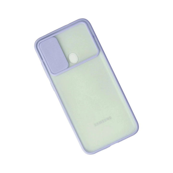 BFS  Samsung Galaxy A11 Kılıf Palm Buzlu Kamera Sürgülü Silikon - Lila