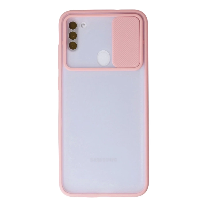 BFS  Samsung Galaxy A11 Kılıf Palm Buzlu Kamera Sürgülü Silikon - Pembe