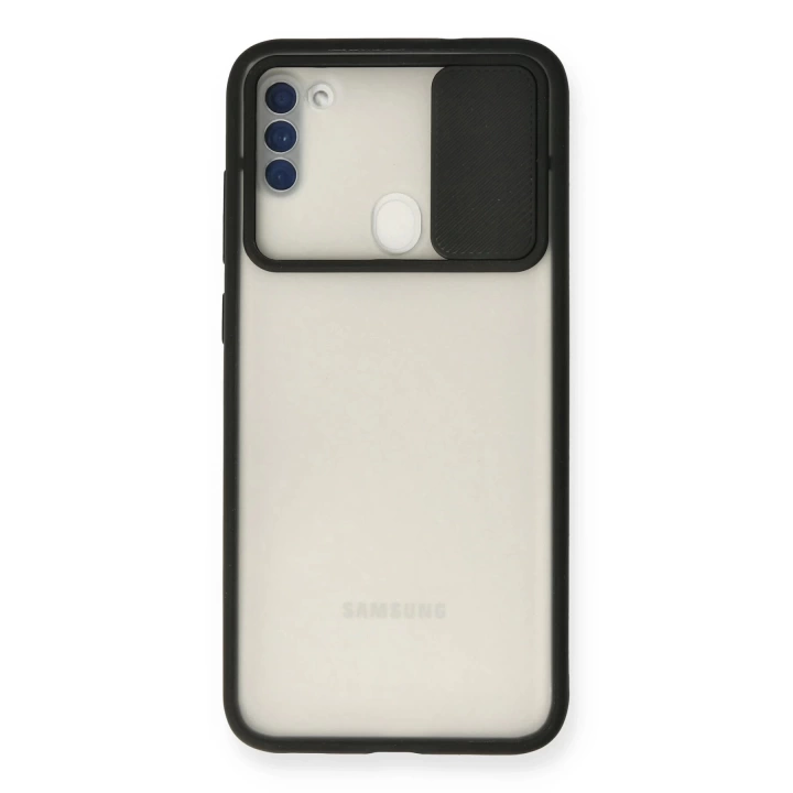 BFS  Samsung Galaxy A11 Kılıf Palm Buzlu Kamera Sürgülü Silikon - Siyah