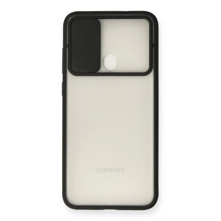 BFS  Samsung Galaxy A11 Kılıf Palm Buzlu Kamera Sürgülü Silikon - Siyah